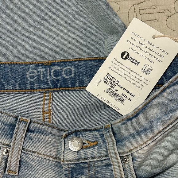 NWT Etica Tyler Vintage Straight Sz 27 Sea Foam Distressed - Picture 10 of 11